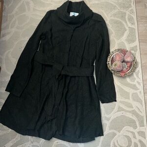 NWT🌷ANTHROPOLOGIE SPARROW🌷Moss green lambs wool funnel neck tie waist jacket